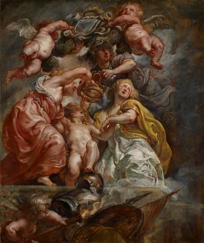 A União da Inglaterra e da Escócia (Carlos I como Príncipe de Gales), c.1633-34 (óleo sobre painel de carvalho) de Peter Paul Rubens