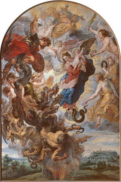 A Virgem como a mulher apocalíptica sobre a lua de Peter Paul Rubens