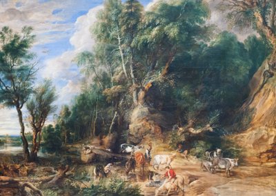 The Watering Place, c.1615-22 (óleo sobre carvalho) de Peter Paul Rubens