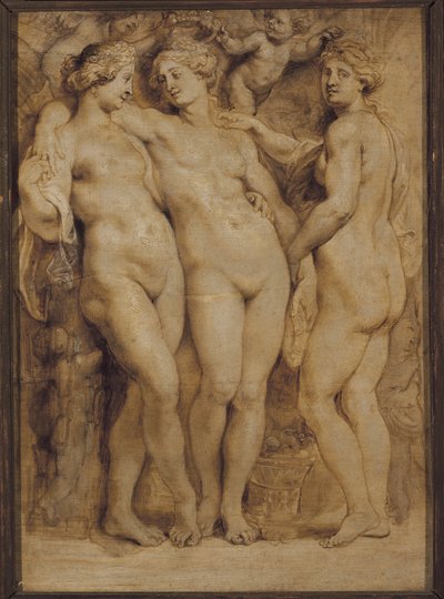 Três graças ( Pintura monocromática de Peter Paul Rubens