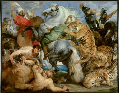 Caça ao tigre. Pintura de Peter Paul (Peter Paul) Rubens (ou Peter Paul ou Petrus Paulus) (1577-1640)) Ec. Flam, c. 1616. Óleo sobre tela. Sol: 2,56 X 3,24m. Rennes, Museum of Fine Arts - The Tiger Hunt. Pintura de Peter Paul Rubens (ou Petrus Paulus) (157 de Peter Paul Rubens