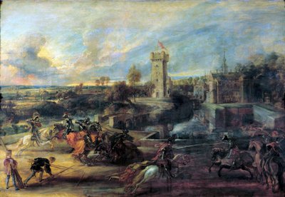 Torneio em frente ao Castelo Steen, 1635-1637. de Peter Paul Rubens