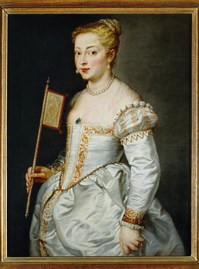 Mulher jovem com leque, c.1612-14 (pintura sobre tela) de Peter Paul Rubens
