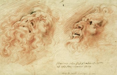 Dois estudos depois da cabeça do Laocoon de Peter Paul Rubens
