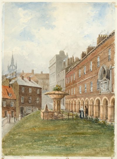 Holy Jesus Hospital, Newcastle upon Tyne (corpete, lápis e aguarela sobre papel) de Peter Petersen Toft
