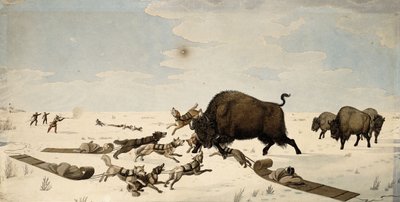 Caça ao búfalo, c.1822-1824 de Peter Rindisbacher