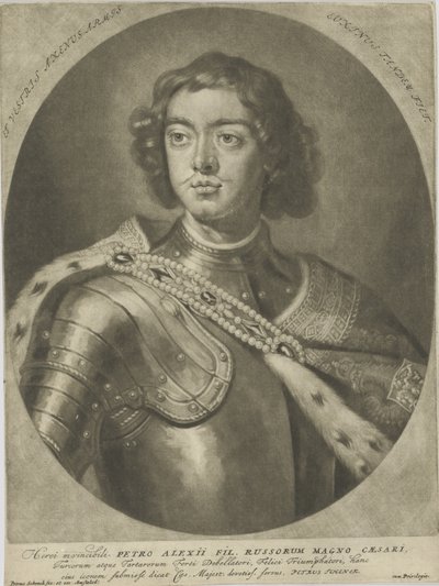 Retrato do Imperador Pedro I, o Grande 1672-1725, um 1700. de Peter Schenk