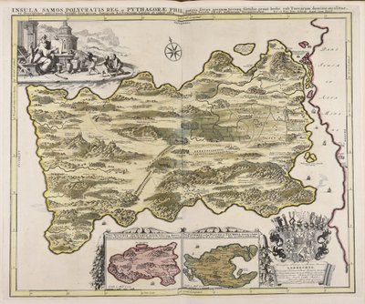 Insula Samos Polycratis reg. et Pythagorae phil. patria ferax gregum terraeq. fictilis, prout hodié sub Turcarum dominio incolitur, ex descriptione potissimum Iosephi Georgirene, Samiorum archiepiscopi, Londini ab eodem editá ... / fec. et exc. Petr. Schen de Peter Schenk the Elder