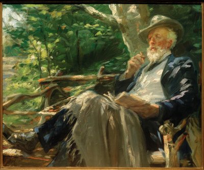 Retrato do poeta Holger Drachmann na floresta de Skagen de Peder Severin Krøyer