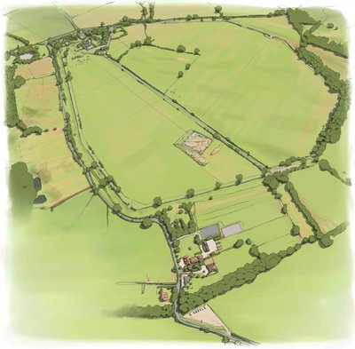 Vista aérea de Silchester Roman City Walls do noroeste, c2010. de Peter Urmston