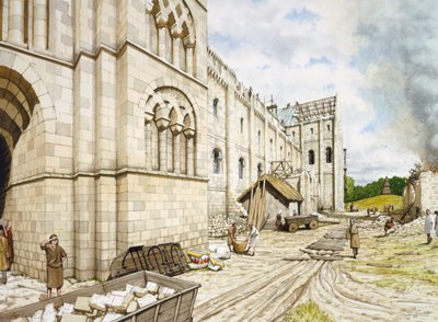 Abadia de Santo Agostinho durante a construção, século XI, c1990-2010 de Peter Urmston