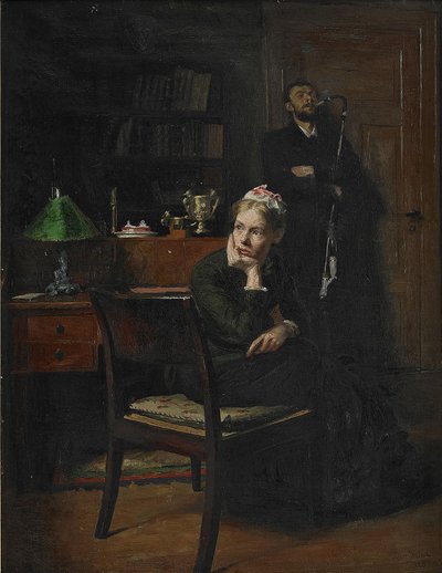 Cena de família em um interior, 1885 de Peter Vilhelm Ilsted
