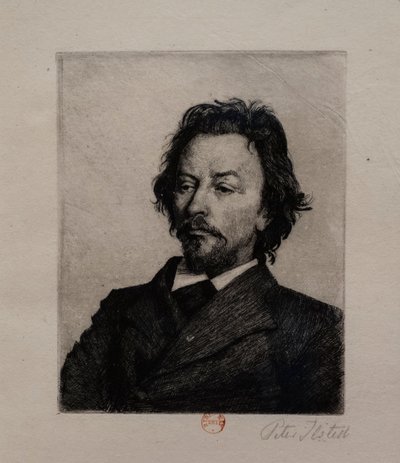 Retrato de Vilhelm Hammershoi, c.1899 (gravura) de Peter Vilhelm Ilsted