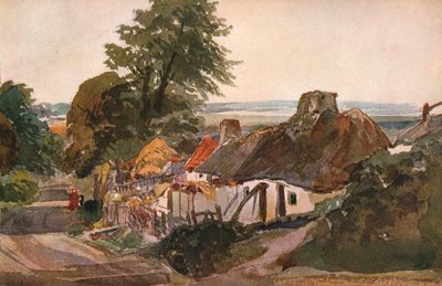 Uma pista com casas de campo, c1820 de Peter de Wint