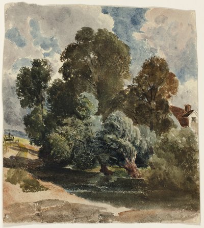 Grove of Trees (reto), Sketch of Aderley Church (verso) de Peter de Wint