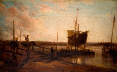 Molhe com barcos, 1800-50. de Peter de Wint