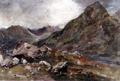 The Bowder Stone, Borrowdale (aguarela sobre papel) de Peter de Wint