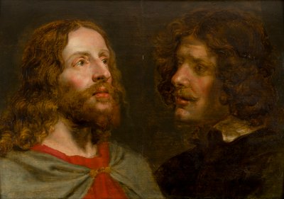 Cristo e São João Evangelista, c.1629-90 (óleo sobre painel) de Peter van Lint
