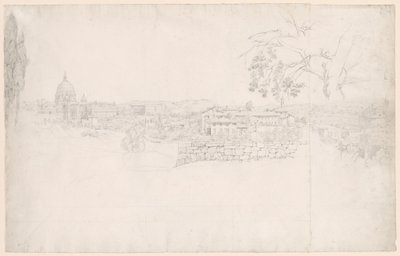 Panorama de fantasia de Roma de São Pedro ao Castel San Angelo de Peter von Hess