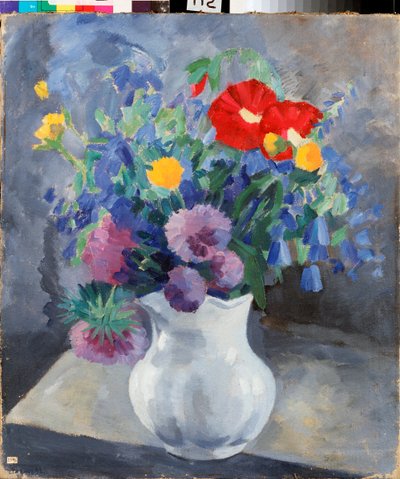 Fleurs (Flores) - Pintura de Pyotr (Piotr, Petr) Savvich Utkin (Utkin) (1877-1934), têmpera sobre tela de Petr Savvic Utkin