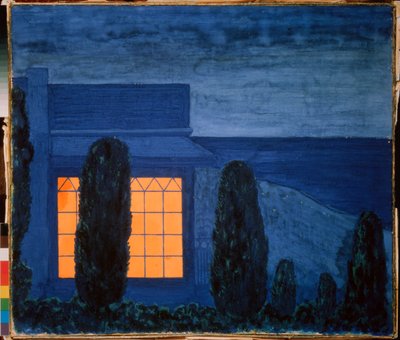 La maison Zhukovsky (Joukovsky), a Kuchuk Koy (Ucrânia) - A Casa de Zhukovsky em Kuchuk-Koy- Obra de Pyotr (Piotr, Petr) Savvich Utkin (Outkin) (1877-1934), têmpera sobre tela, por volta de 1915 - arte russa , século 20, simbolismo - coleção particular de Petr Savvic Utkin