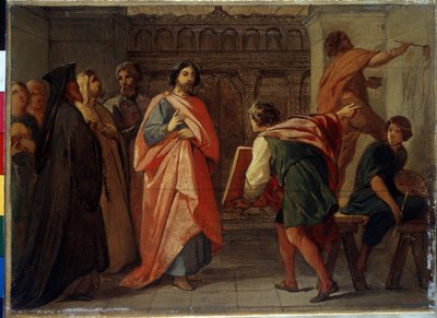 O Grande Príncipe Simeão Ivanovich o Orgulhoso dá uma ordem à pintura da Catedral de Moscovo. Pintura por Pyotr Vasilyevich Basin ( de Petr Vasilievich Basin