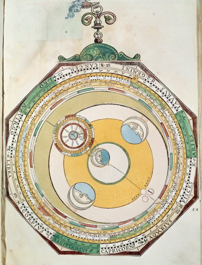 Tabela de movimentos da Lua em relação ao Sol, de Astronomicum Caesareum de Petrus Apianus