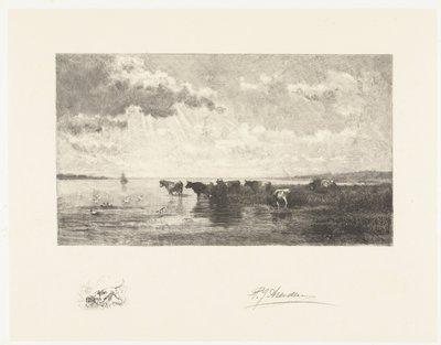 Gado por uma poça de Petrus Johannes Arendzen