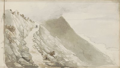 Figuras em um caminho ao longo de uma costa rochosa de Petrus Johannes Schotel