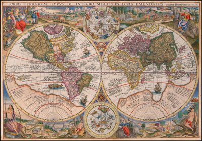 Mapa-múndi do hemisfério duplo de 1594 de Petrus Plancius de Petrus Plancius