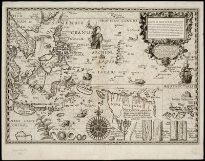 As Ilhas Molucas são famosas pela grande abundância de especiarias que enviam para todo o mundo… de Petrus Plancius