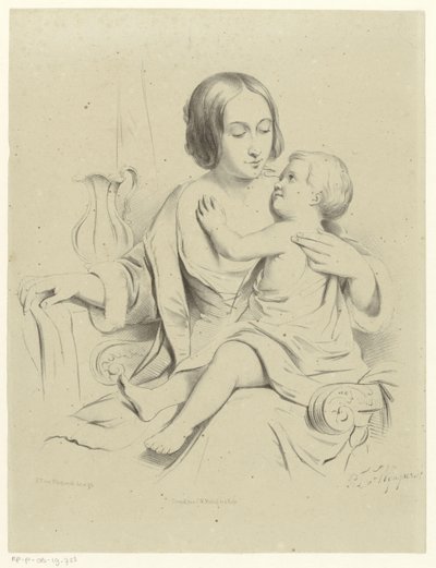 Mãe com filho no colo de Petrus Theodorus van Wijngaerdt