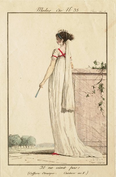 Ele não vem! (Penteado etrusco. Cinto em forma de X) de Philibert-Louis Debucourt