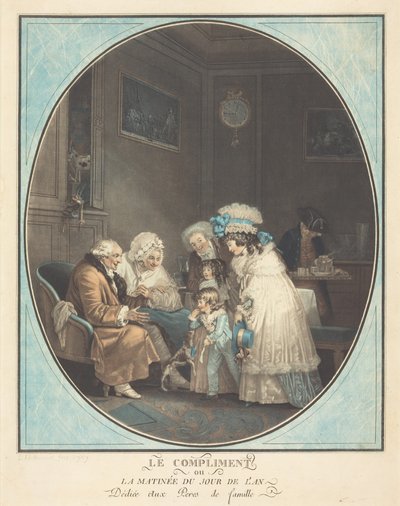O cumprimento ou a manhã de Ano Novo de Philibert-Louis Debucourt