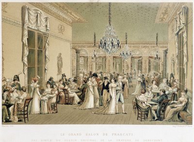 O Grand Salon du Café Frascati em Paris. Litografia de Philibert-Louis Debucourt (1755-1832) de Philibert Louis Debucourt