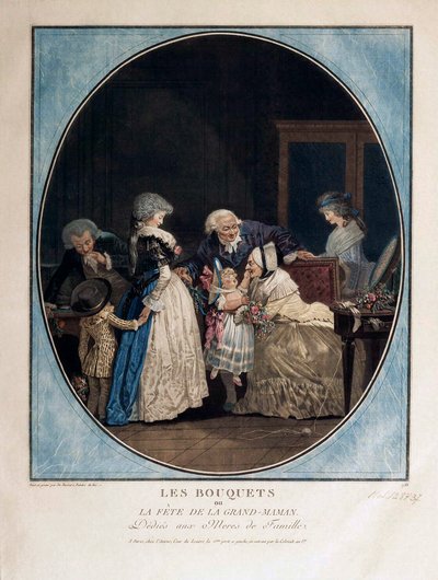 Parabéns pelo Dia do Nome da Avó, 1788. de Philibert Louis Debucourt
