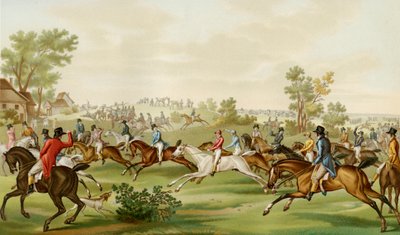 Corrida de Cavalos - gravura colorida por Debucourt de Philibert Louis Debucourt