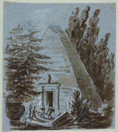 Enterro noturno perto de uma pirâmide de Philibert Louis Debucourt