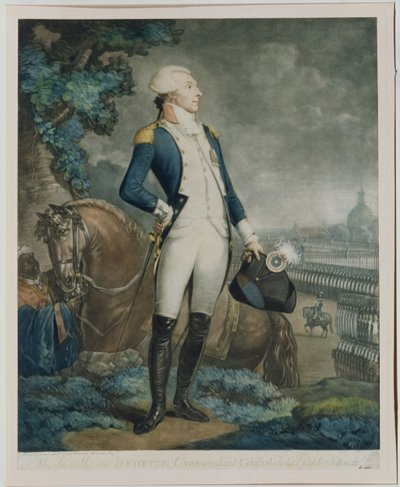 Retrato do Marquês de La Fayette (1757-1834) comandante da Guarda Nacional, 1790 de Philibert Louis Debucourt