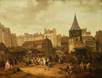 Regozijando-se em Les Halles para celebrar o nascimento de Dauphin Louis da França (1781-89) 21 de janeiro de 1781, 1783 de Philibert Louis Debucourt