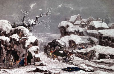 A carruagem virada. Impressões atribuídas a Philibert Louis Debucourt (1755 - 1832). Coleção privada. de Philibert Louis Debucourt