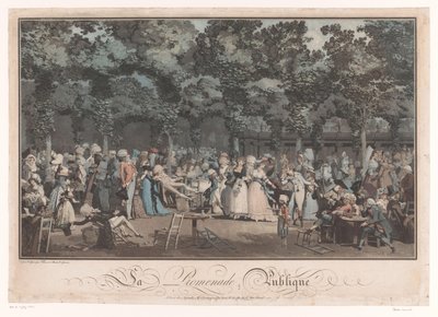 Para Ver e Ser Visto
Elegante empresa no Jardin du Palais Royal em Paris
La Promenade Publique (título sobre o objecto) de Philibert Louis Debucourt