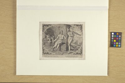 A Forja de Vulcano, cerca de 1600 (tinta) de Philip (after) Galle