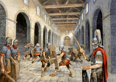 Infantaria romana praticando combate, século III, c1990-2010 de Philip Corke