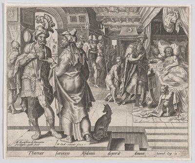 Jonadab Aconselhando Amnon, de A História de Tamar e Amnon, placa 1, 1559., 1559. de Philip Galle