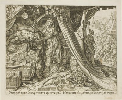 Judith Slaying Holofernes, placa seis de The Story of Judith and Holofernes de Philip Galle