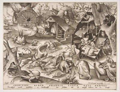 Preguiça Desidia, da série Os Sete Pecados Capitais, 1558. de Philip Galle