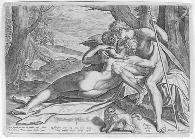 Vênus e Adonis, da série A História de Adonis, ca. 1579., c. 1579. de Philip Galle