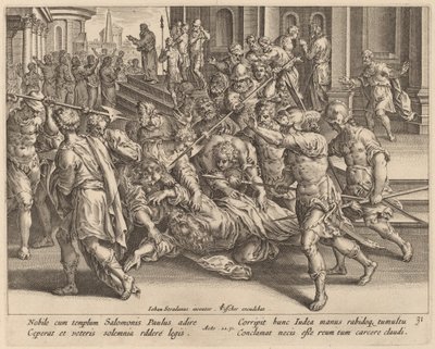 A prisão de São Paulo de Philip Galle after Jan van der Straet