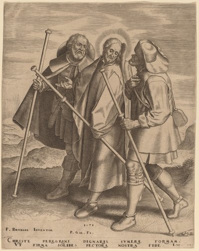 Cristo e seus discípulos a caminho de Emaús de Philip Galle after Pieter Bruegel the Elder